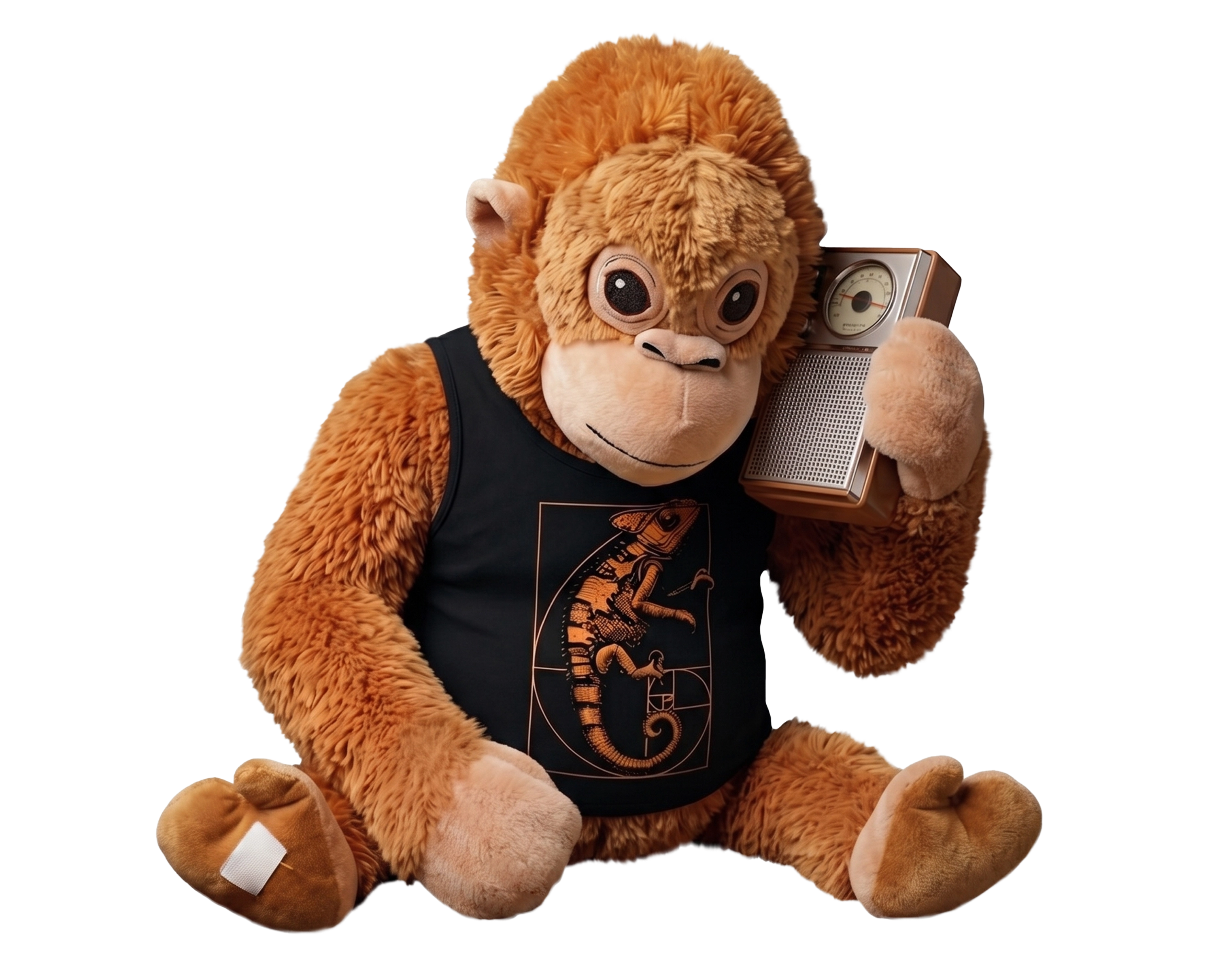 Mascota de Key! utilizando un radio de comunicación